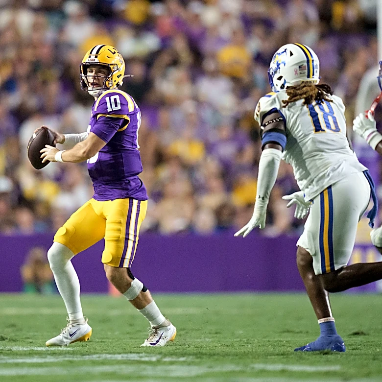 Sam Leavitt leads LSU to 63-14 victory over McNeese State