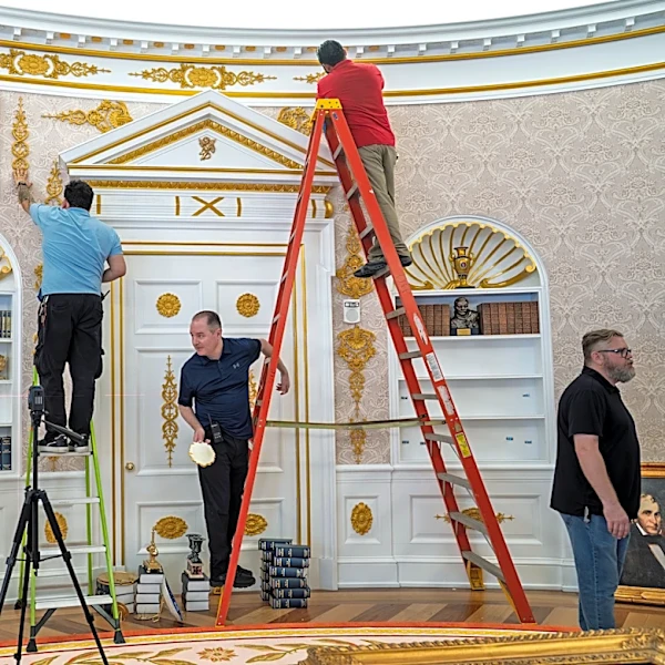 A replica Oval Office near the White House just got a new Trump makeover. Gold flourishes abound