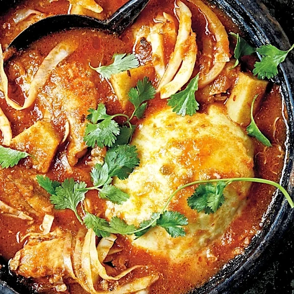 Nkrakra is a slow-cooking light and spicy broth from the cookbook "Zoe's Ghana Kitchen'