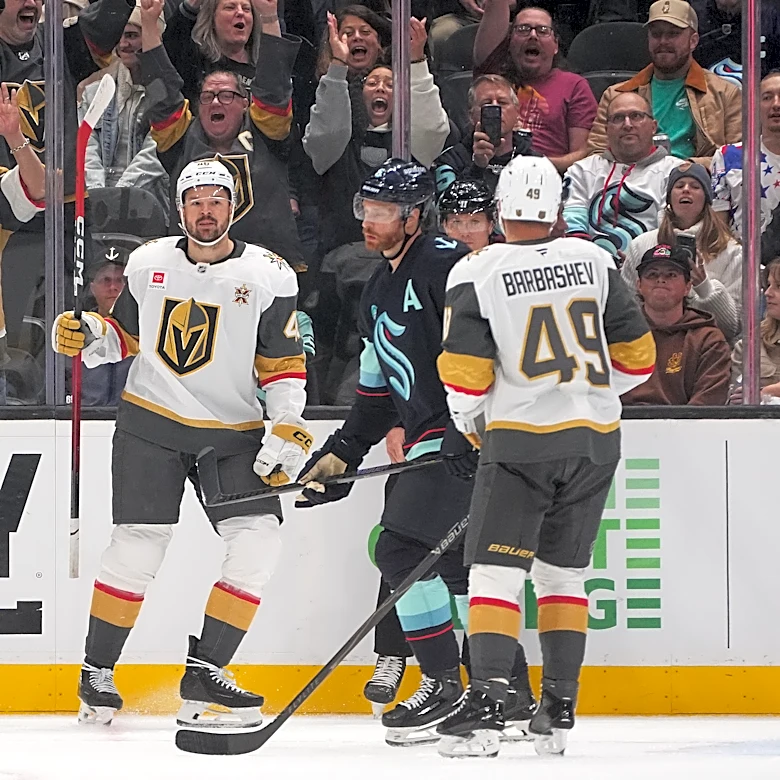 Golden Knights beat Kraken 6-2 behind 2 goals each from Olofsson and Hertl