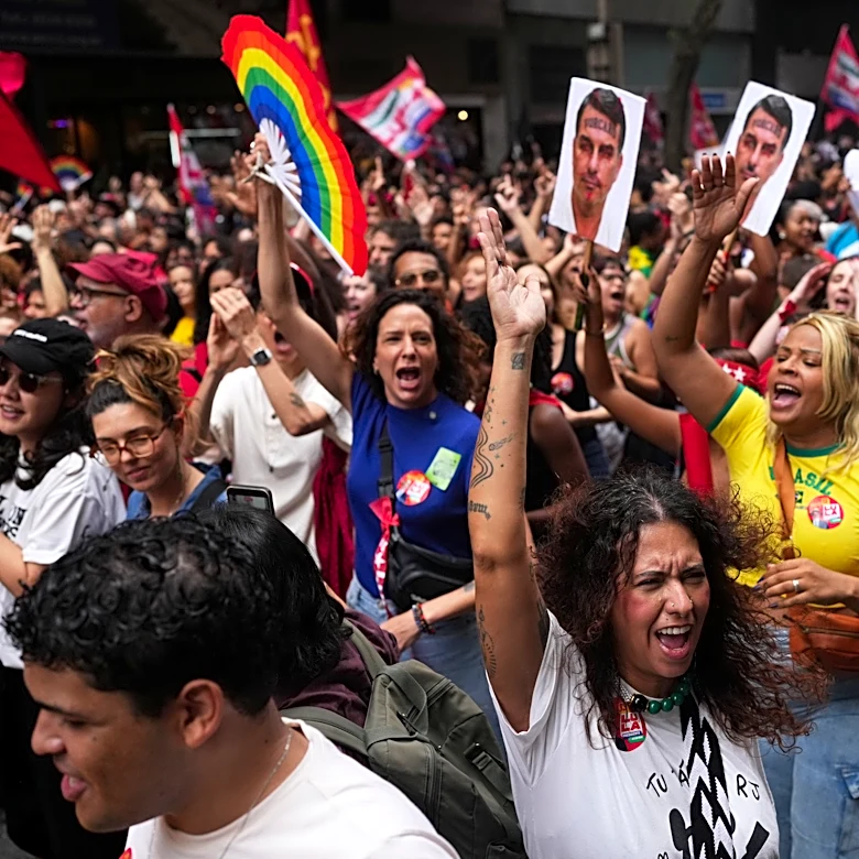 Brazilian students in Rio de Janeiro march against the prospect of another Bolsonaro presidency