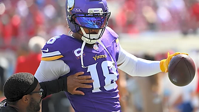 Vikings tight T.J. Hockenson leaves game vs. Saints with apparent head injury, Jefferson returns