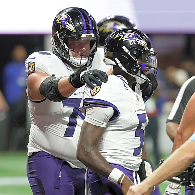 Huntley leads late TD drive to force OT and then scores on 1-yard run as Ravens beat Falcons 30-23