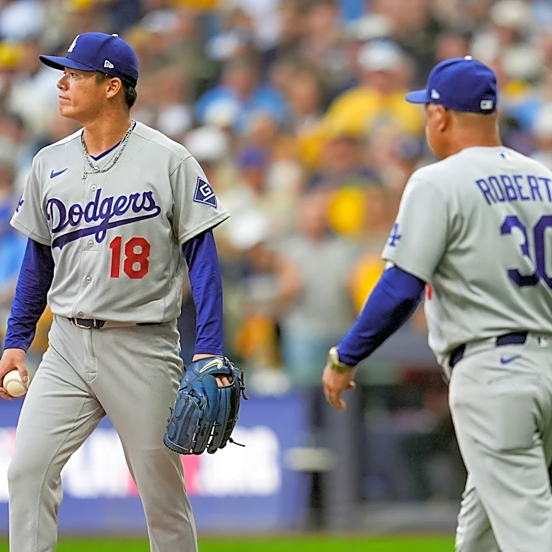 Dodgers ace Yoshinobu Yamamoto gets chased early by the Brewers in a rare postseason dud