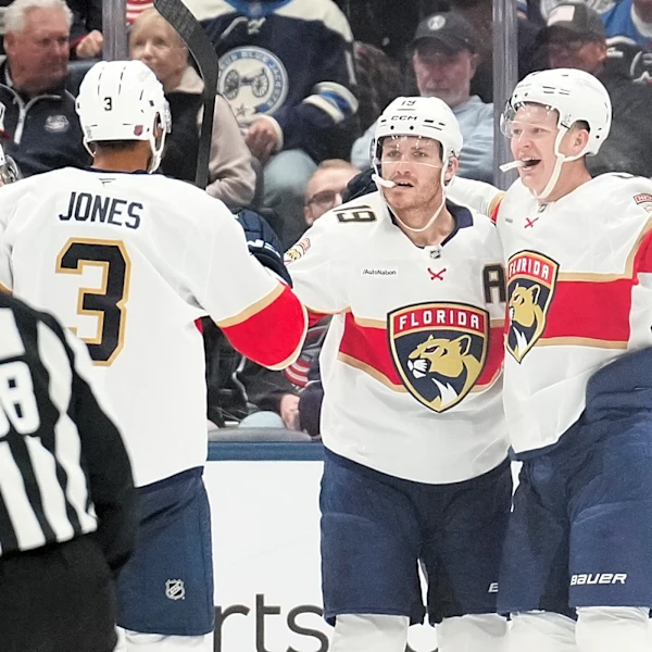 Brady Tkachuk has natural hat trick, brother Matthew has 5 assists as Panthers roll Blue Jackets 7-3