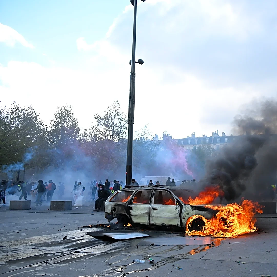 Clashes, fires and looting break out as protesters rally across France, joining students