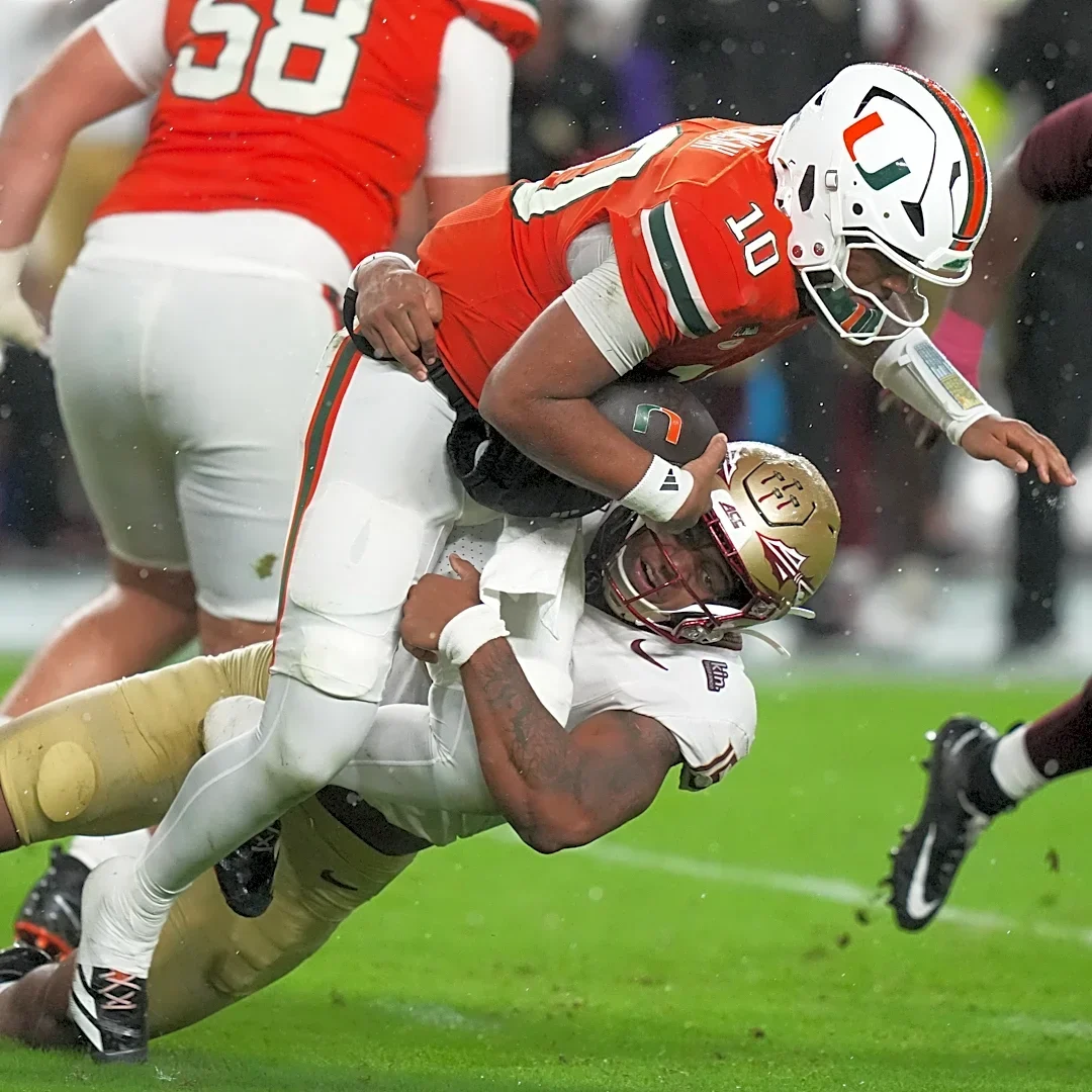 No. 3 Miami hangs on to beat Florida State, 43-35 in a double-overtime thriller