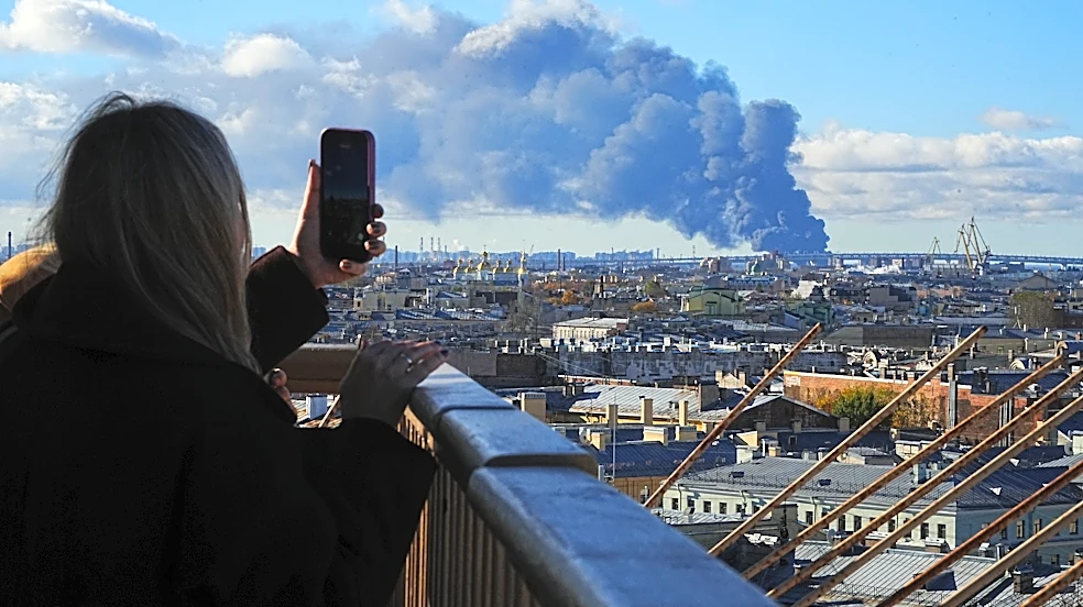 St Petersburg oil facilities ablaze as Ukraine launches more than 1,000 drones at Russia