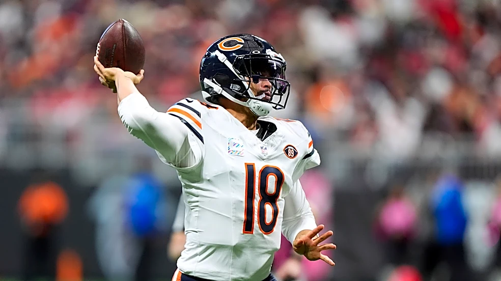 Caleb Williams completes first 12 passes in return after missing 3 games as Bears top Falcons 31-23