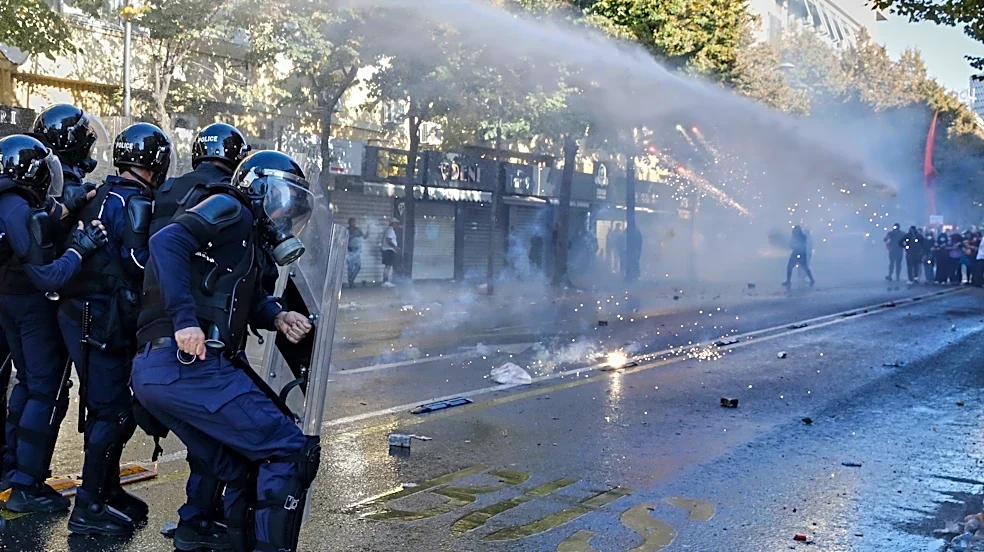 Albanian police clash with anti-government protesters for an 8th day