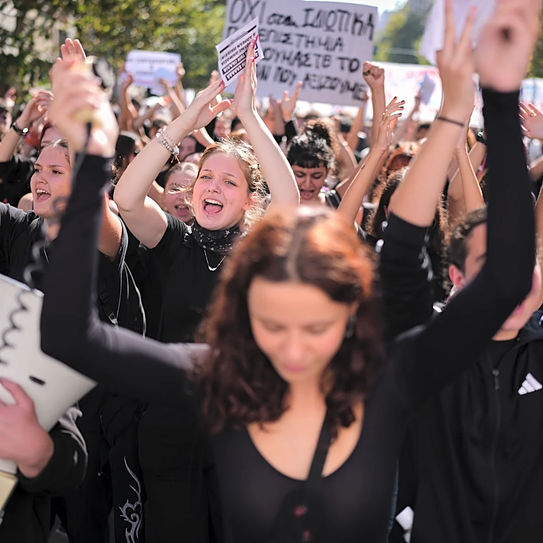 Thousands of students and teachers march through Greek capital to protest high cost of living