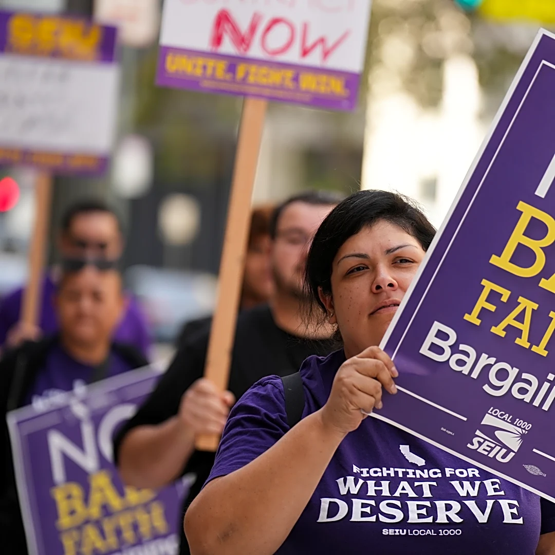 California state workers begin 1-day strike over return-to-office mandate, pay and healthcare