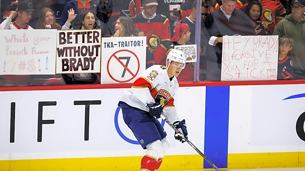 Senators beat Panthers 5-1 as Brady Tkachuk scores in return to Ottawa but gets hostile reception