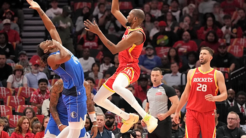 Durant and Smith each score 30 points to power the Rockets past the Mavericks 128-110 in the opener