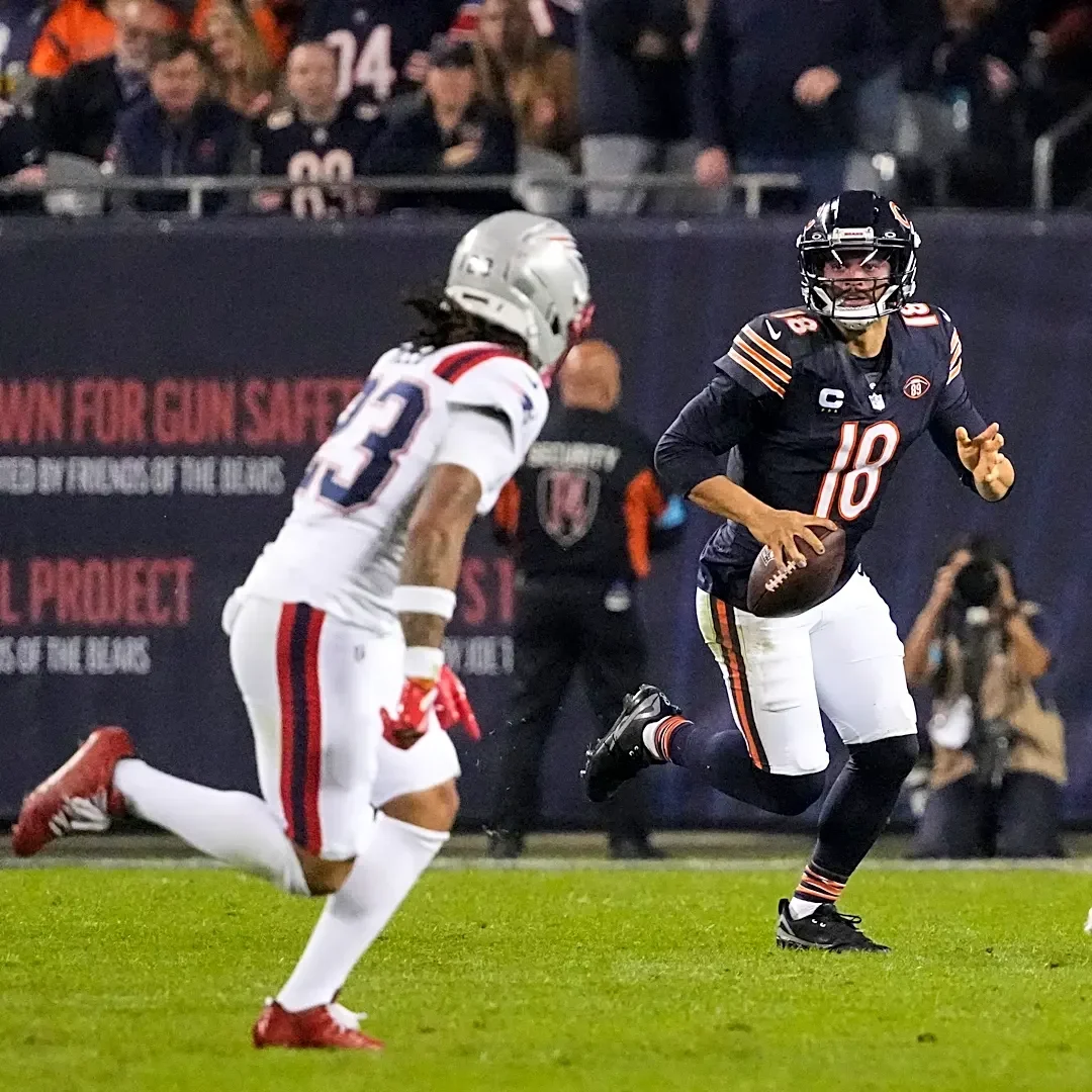 Caleb Williams throws 2 TD passes as the Bears beat Drake Maye and the Patriots 30-24