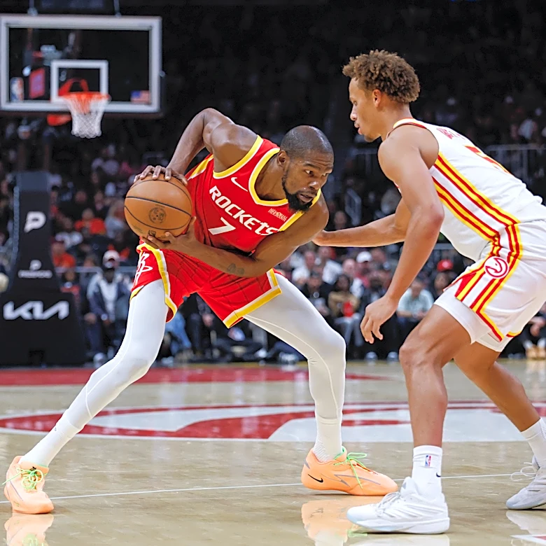 Durant scores 22, Sheppard hits five 3-pointers to lead Rockets to a win in Atlanta's home opener