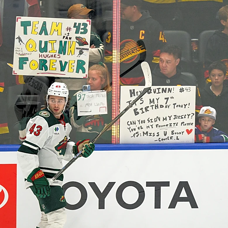 Former Canucks captain Quinn Hughes booed in Vancouver return with Wild