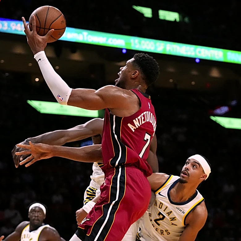 Giannis has triple-double, Heat open NBA Cup play with 145-125 win over Pacers