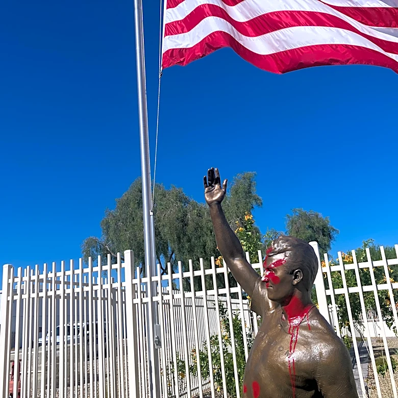 Paint gone, 2 sought in Charlie Kirk statue vandalism