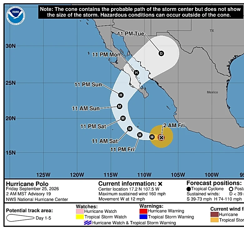 Track Hurricane Polo and its potential impact on Arizona