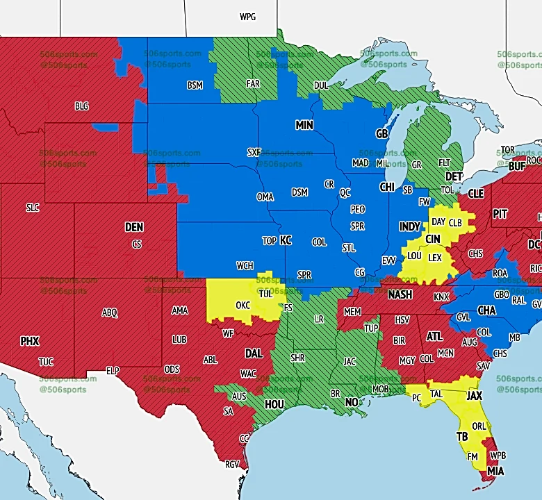 TV broadcast map for Bears vs. Panthers in Week 1