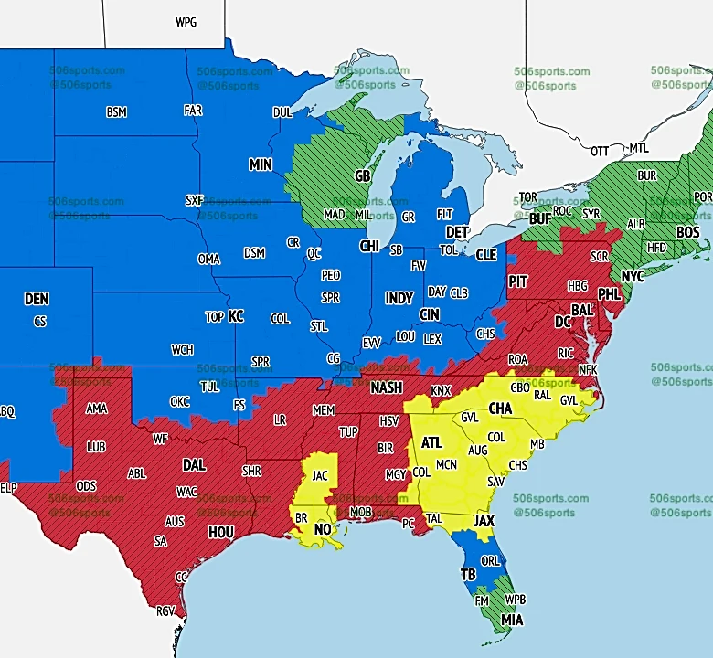 TV broadcast map for Bears vs. Vikings in Week 2