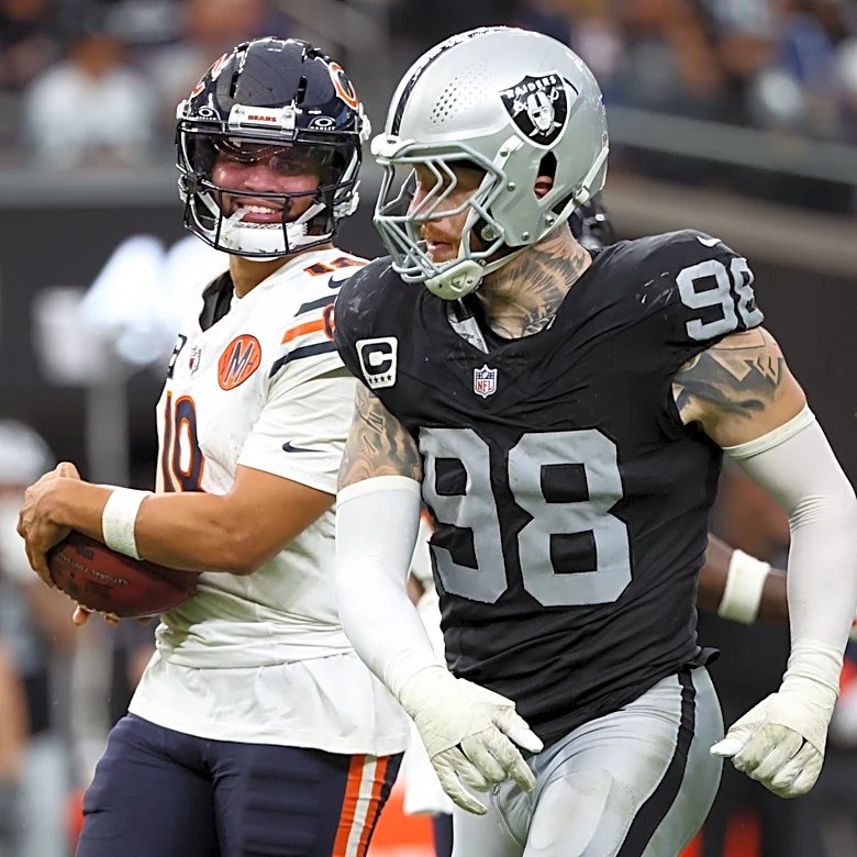Maxx Crosby defends Bears QB Caleb Williams after injury reaction