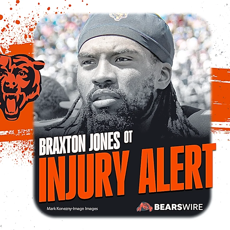 Bears LT Braxton Jones exits game with knee injury