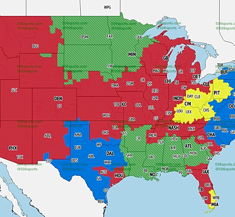 TV broadcast map for Bears vs. Packers in Week 5