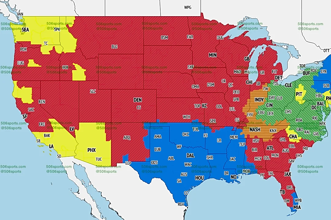 TV broadcast map for Bears vs. Falcons in Week 6