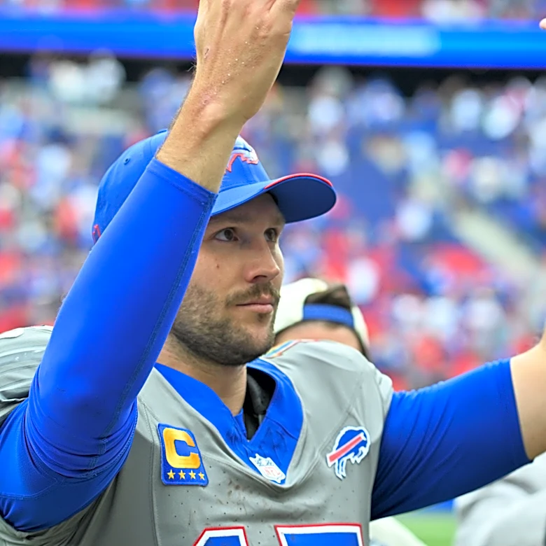 Josh Allen had a classic Josh Allen reaction at podium post-Chargers win