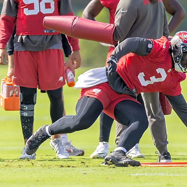 Bucs get first taste of full pads and wet-weather at training camp