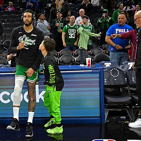 Boston Celtics star Jayson Tatum interviewed by son Deuce