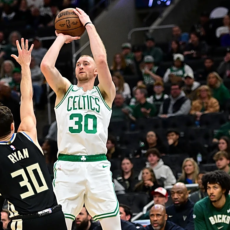 Ceiling, floor, expectations: Sam Hauser with the Boston Celtics in 2026-27