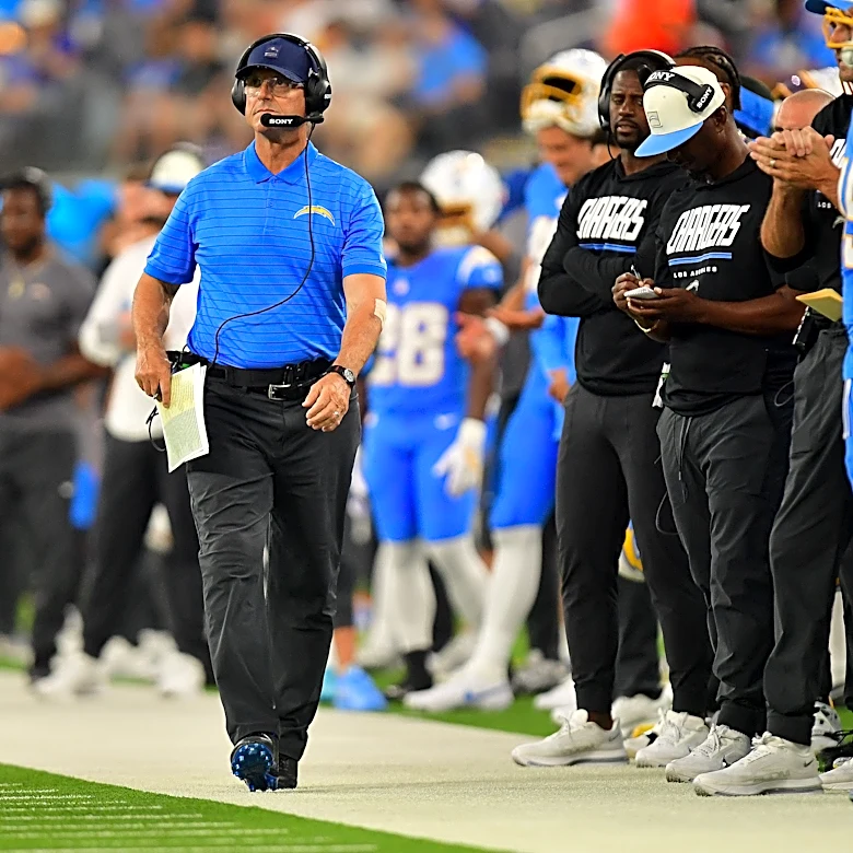 Chargers' Jim Harbaugh narrowly cracks PFF's top 10 best coaches