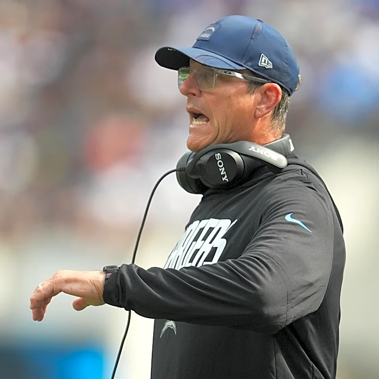 What Jim Harbaugh said after Chargers’ error-filled loss to Raiders
