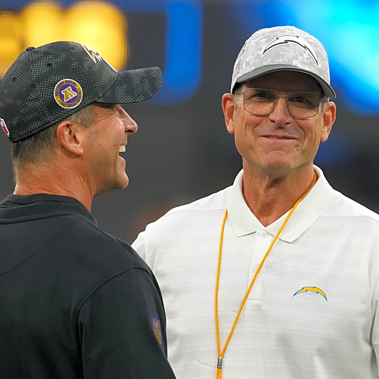 Chargers' Jim Harbaugh played role in Giants' JJ McCarthy trade