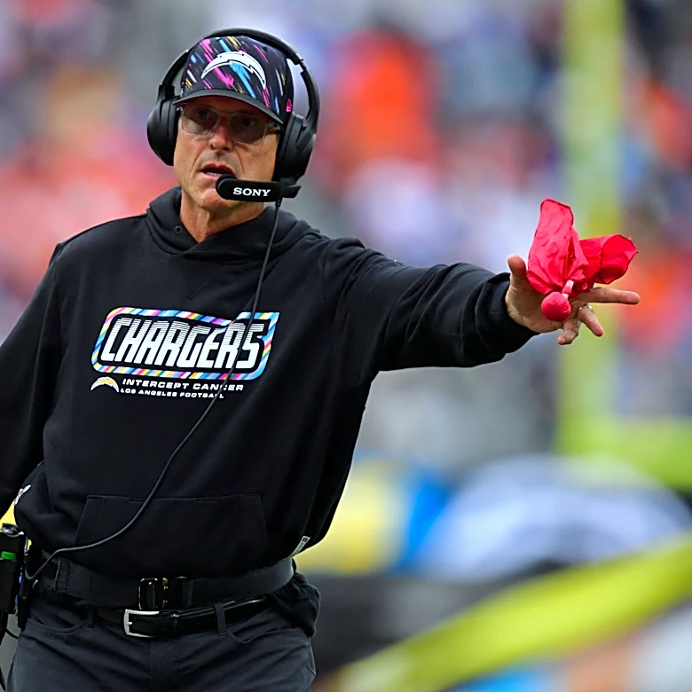 Chargers' Jim Harbaugh struggles to find answers after loss to Broncos
