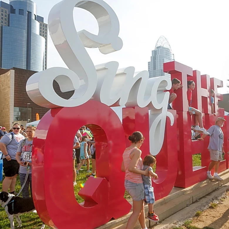 'Sing the Queen City' sign removed at The Banks