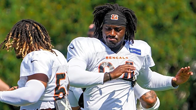 Shemar Stewart, in uniform at Bengals' practice, does position drills