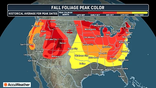 Map shows Cincinnati peak fall color timeline, but falling leaves may be late