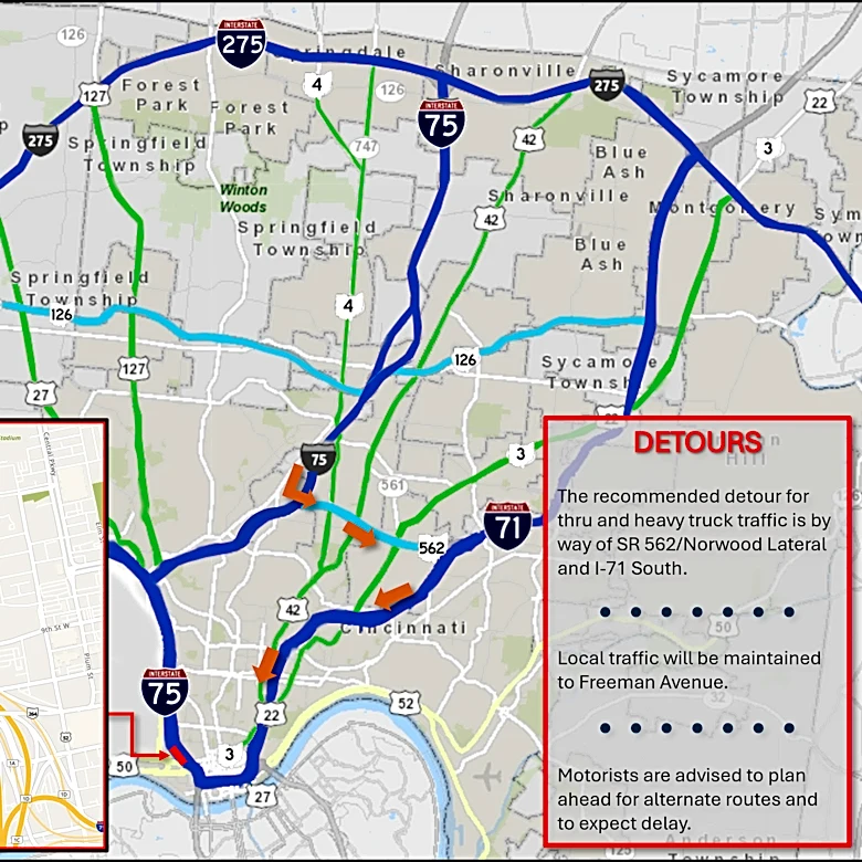 I-75 south downtown to close again for bridge-related construction