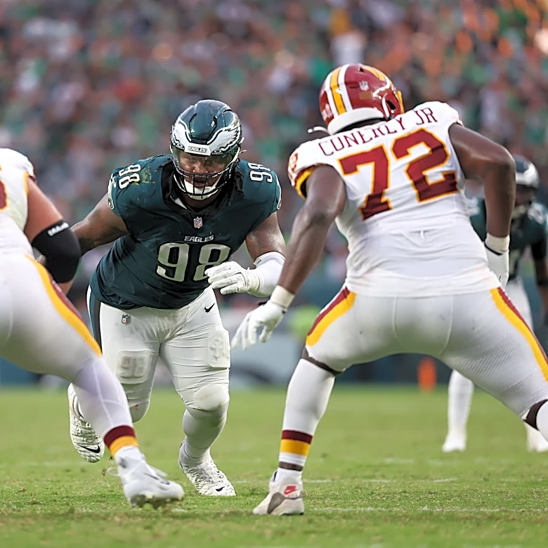Commanders' Sam Cosmi had Eagles' star 'in Alcatraz' in Week 1