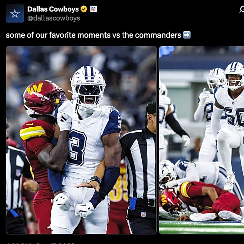 Cowboys post questionable image of Commanders QB Jayden Daniels before deleting it