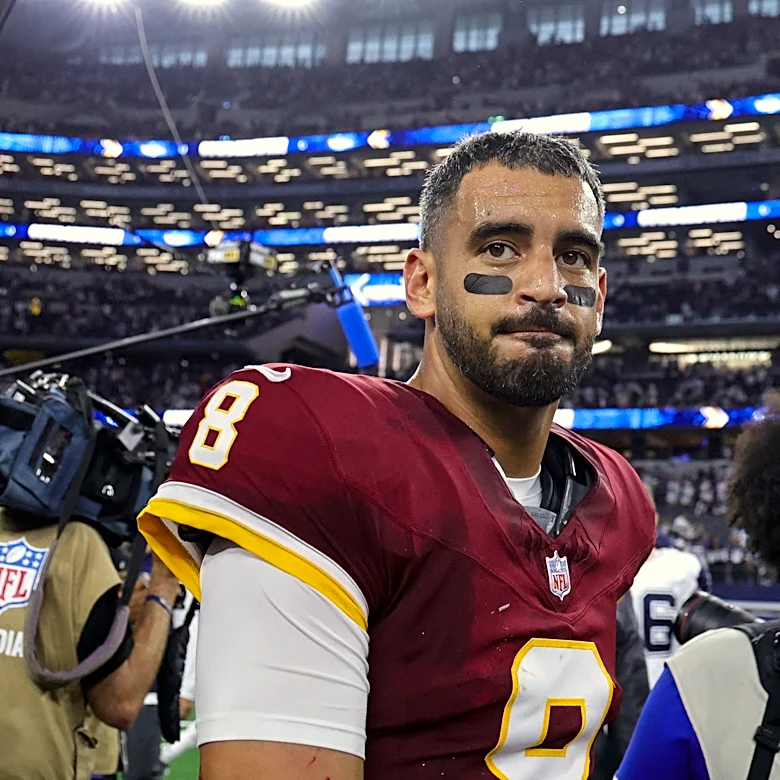 Commanders' Marcus Mariota heartbroken for Jayden Daniels