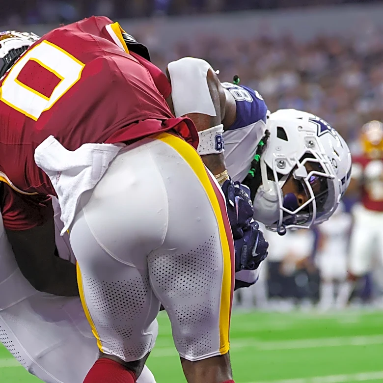 Mike Sainristil reacts to Cowboys' big passing day against Commanders