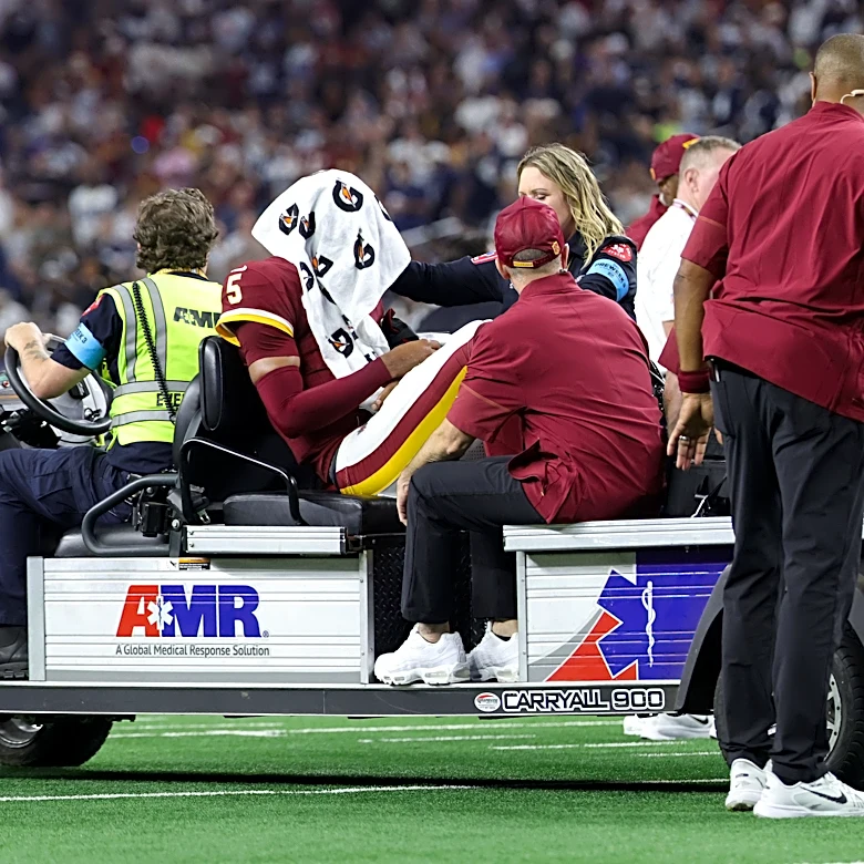 Latest on Commanders QB Jayden Daniels' elbow injury