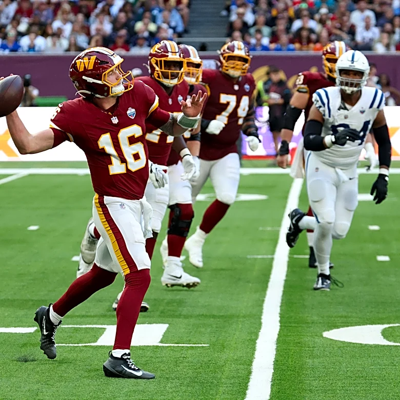 WATCH: Commanders rookie Athan Kaliakmanis with first NFL TD pass