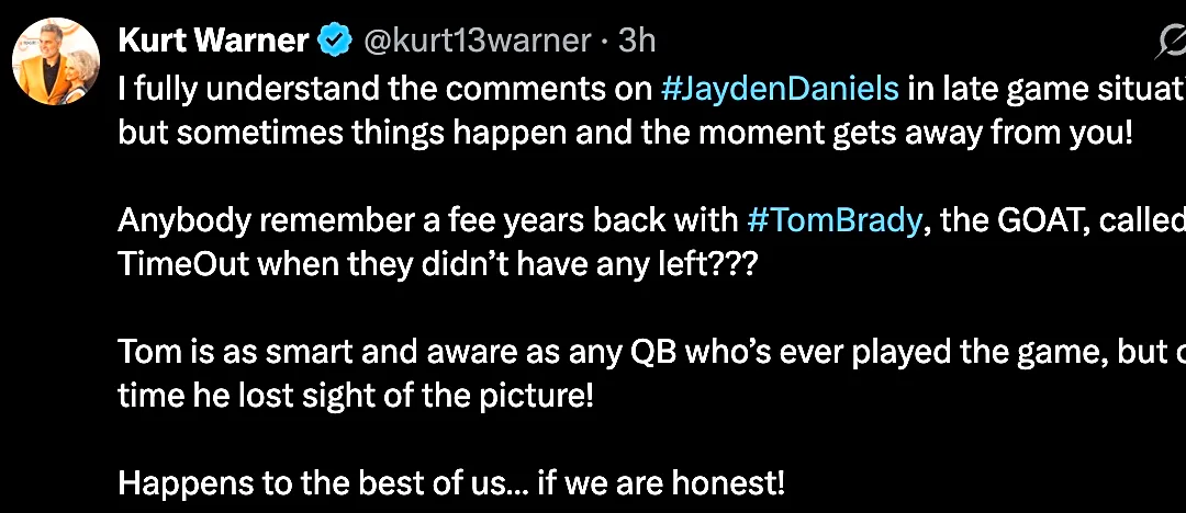 Pro Football Hall of Fame QB defends Jayden Daniels, uses Tom Brady comparison