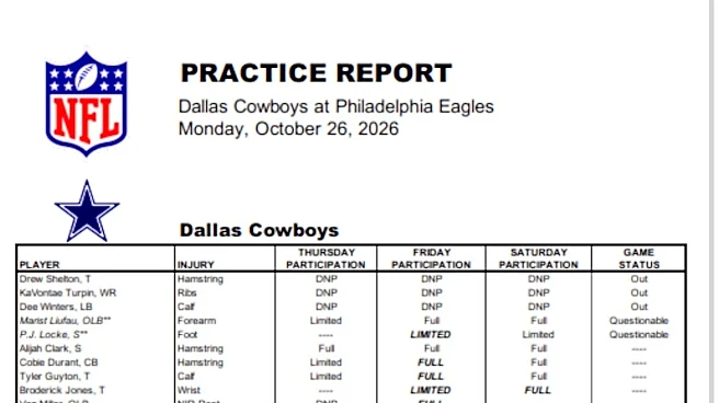 Cowboys-Eagles final injury update has 7 ruled out including Smith